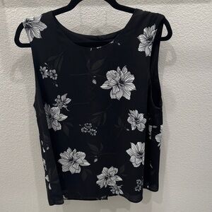 Banana Republic Black Sleeveless Floral Blouse